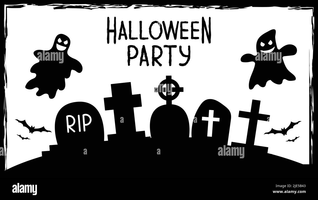 Halloween festa inviti o biglietti d'auguri banner con i tradizionali simboli di Halloween. Volantino con luogo per esempio di testo con texture in un semplice Illustrazione Vettoriale