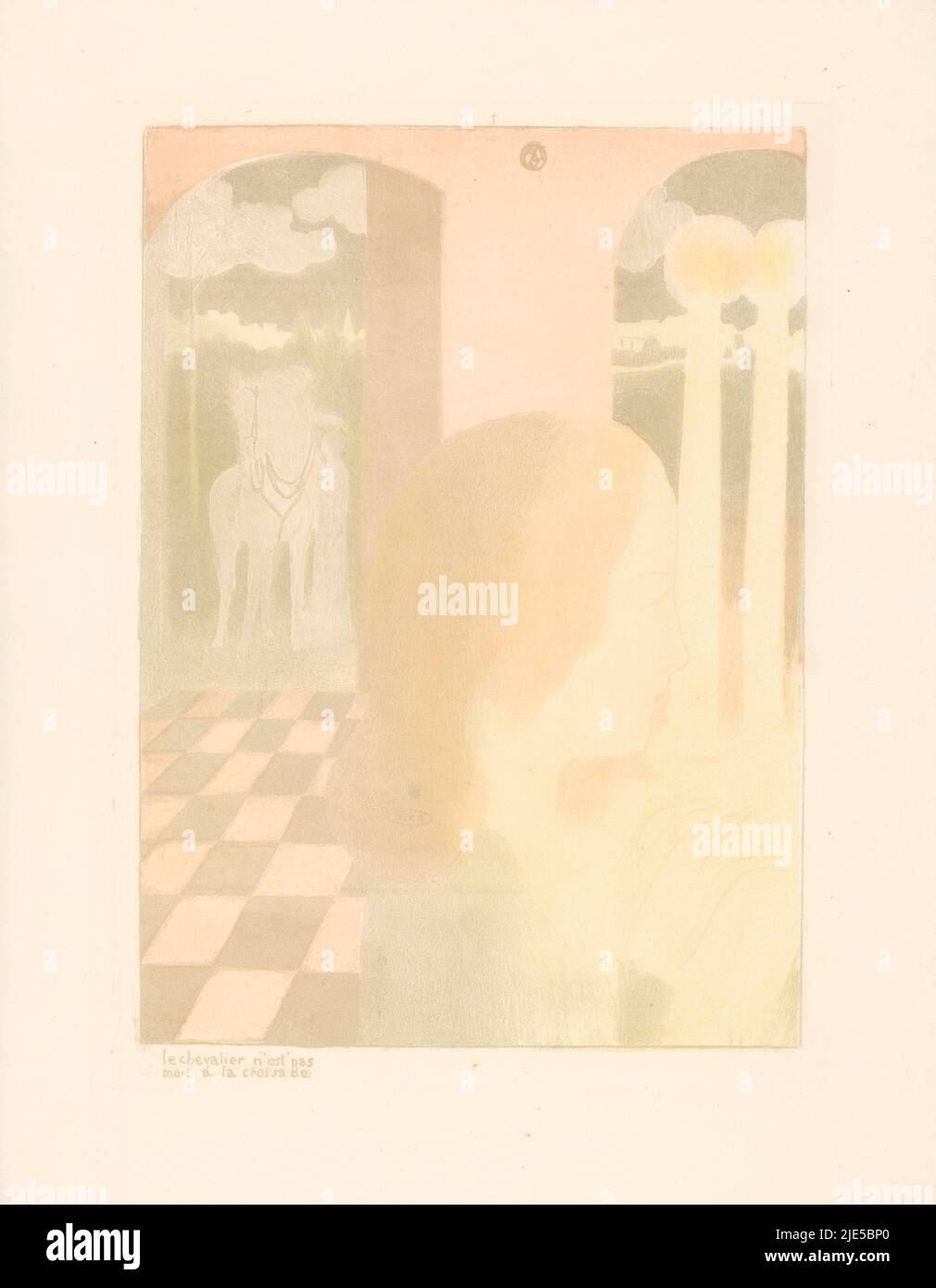 Lady attende il suo amato cavaliere le chevalier n'est pas mort à la croisade, performances of love (titolo della serie) Amour (titolo della serie), tipografo: Maurice Denis, (menzionato sull'oggetto), tipografo: Auguste Clot, editore: Henri Louis Ambroise Vollard, Parigi, in o dopo 1899 - in o prima del 1911, carta, h 530 mm x 403 mm Foto Stock