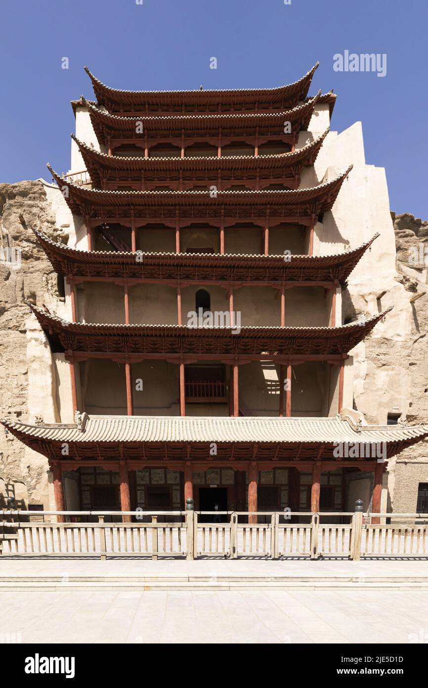 Provincia di Gansu dunhuang Mogao grotte paesaggio architettura Foto Stock