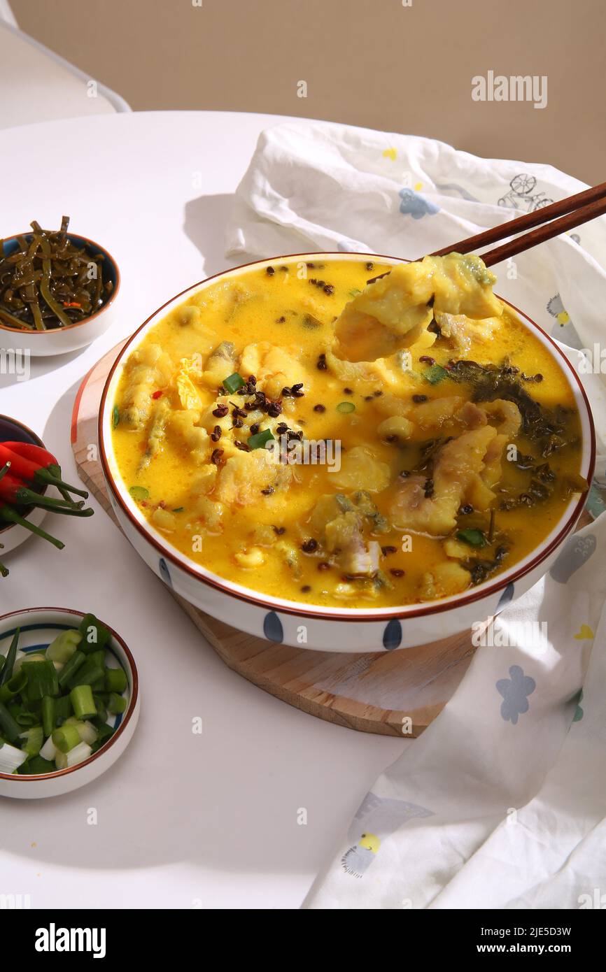 Bollito di filetto di pesce Foto Stock