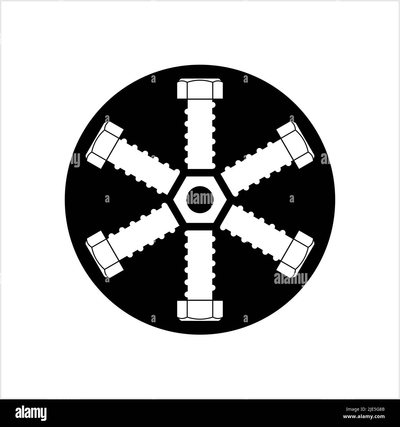 Icona dado e bullone, illustrazione grafica vettoriale dado esagonale Illustrazione Vettoriale