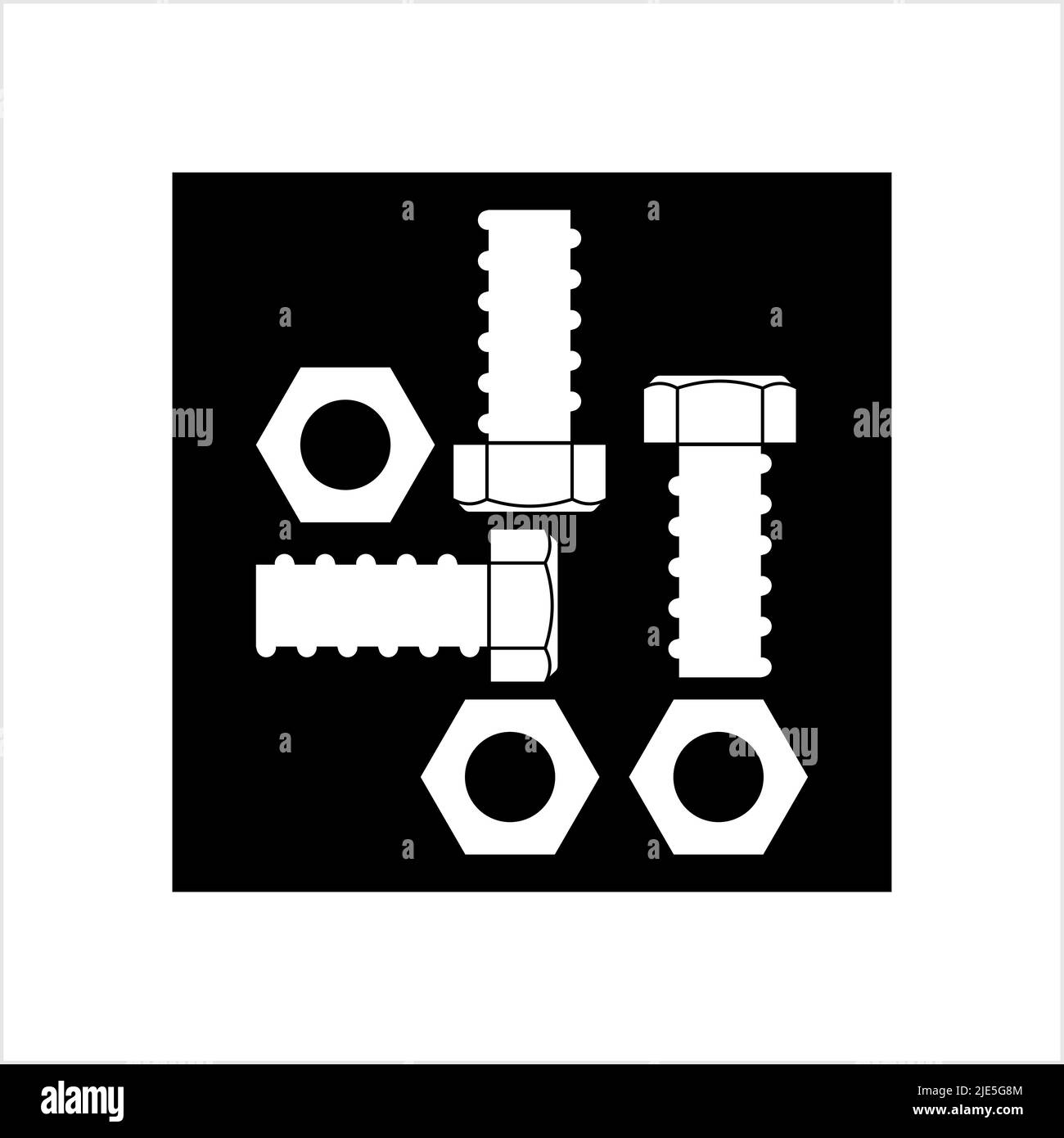 Icona dado e bullone, illustrazione grafica vettoriale dado esagonale Illustrazione Vettoriale