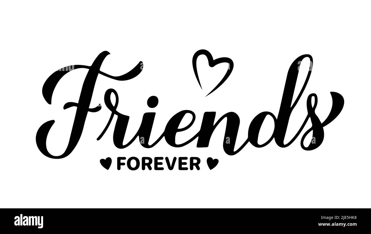 Amici per sempre calligrafia scritta. Citazione del giorno dell'amicizia. Modello vettoriale per biglietti d'auguri, poster tipografico, banner, volantino, t-shirt, ecc.. Illustrazione Vettoriale