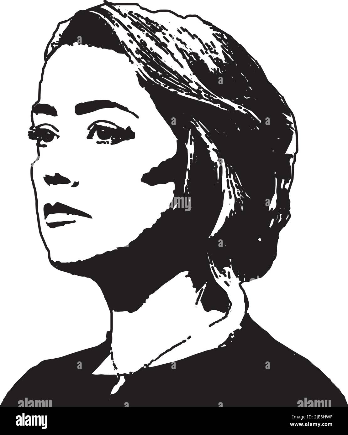 Logo ambrato sul viso bianco e nero per la stampa di una maglietta o di una tazza Illustrazione Vettoriale