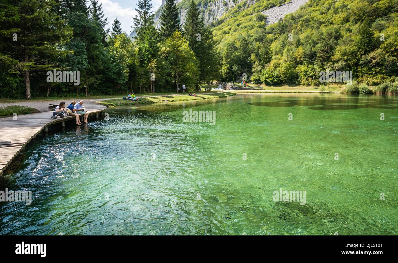 Riserva naturale di Nembia. Oasi naturalistica del lago di Nembia nel Trentino Alto Adige occidentale - Parco Naturale Adamello-Brenta - Nord Italia Foto Stock