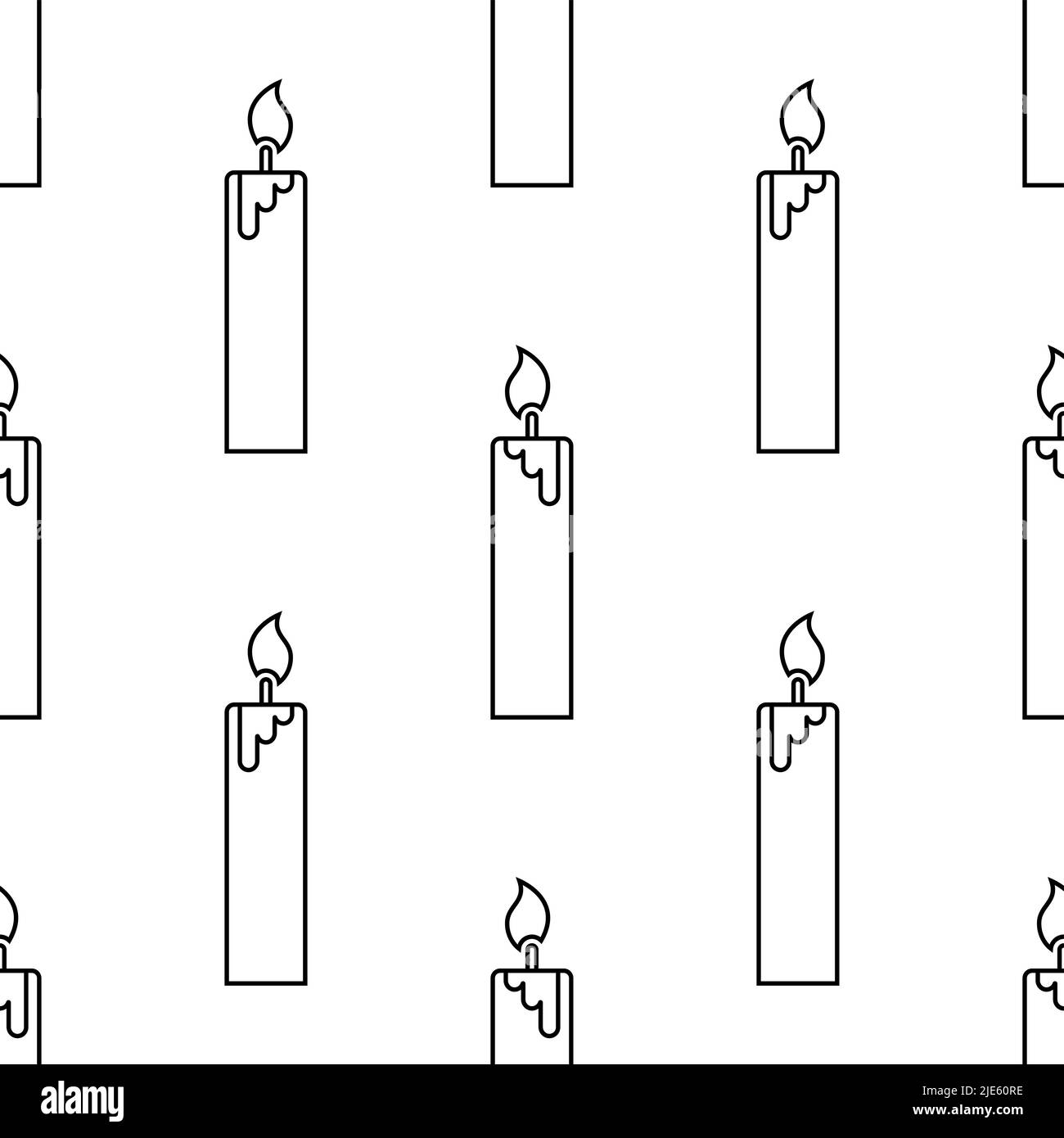 Icona candela, icona candela illuminata immagine vettoriale senza cuciture modello Illustrazione Vettoriale