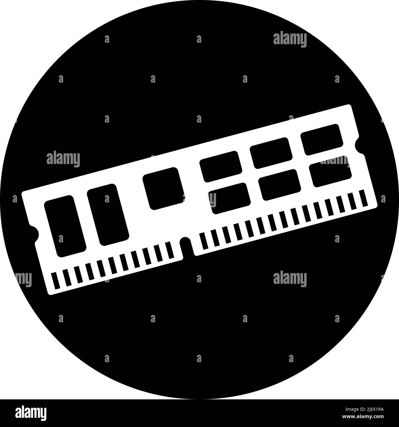 Icona memoria RAM, illustrazione grafica vettoriale del chip di memoria del computer Illustrazione Vettoriale