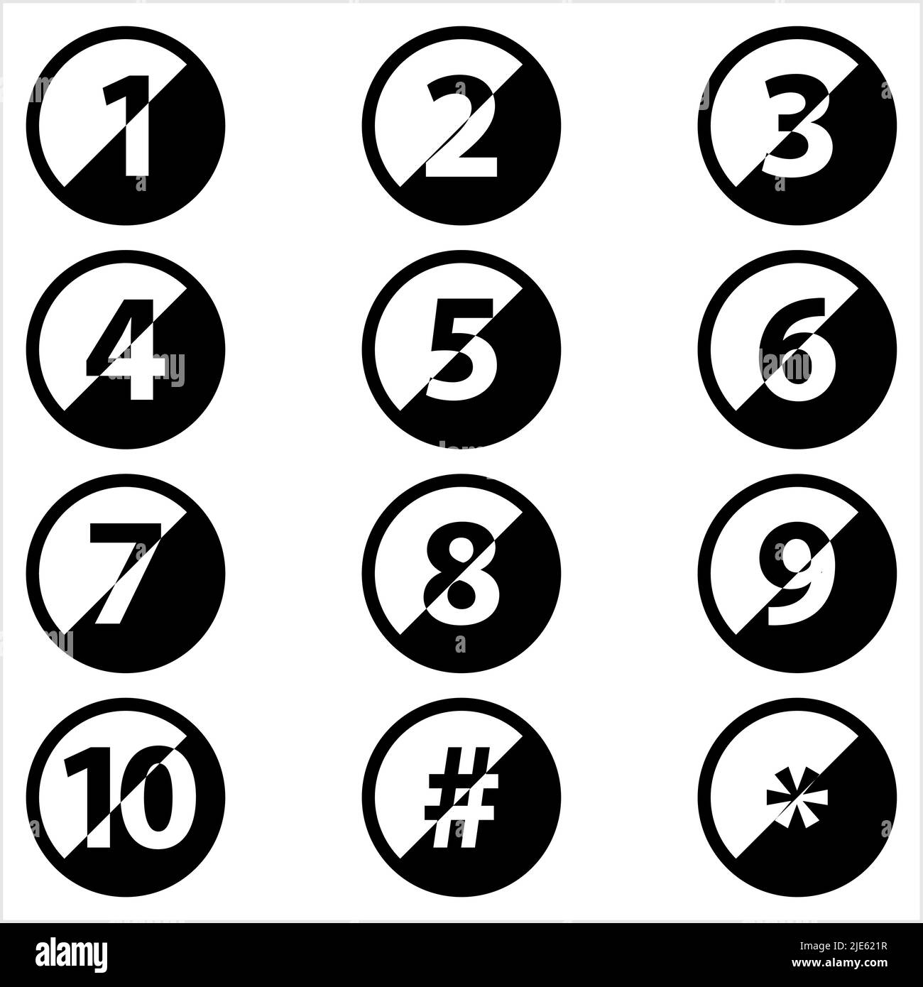 Illustrazione grafica vettoriale del centro numerico allineato all'interno del cerchio da uno a dieci Illustrazione Vettoriale