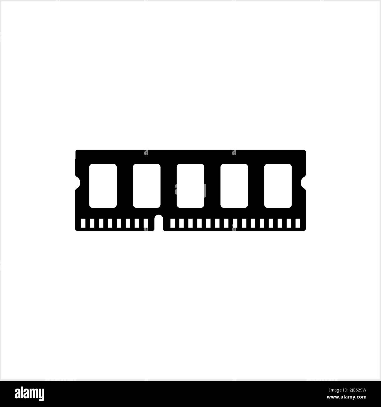 Icona memoria RAM, illustrazione grafica vettoriale del chip di memoria del computer Illustrazione Vettoriale