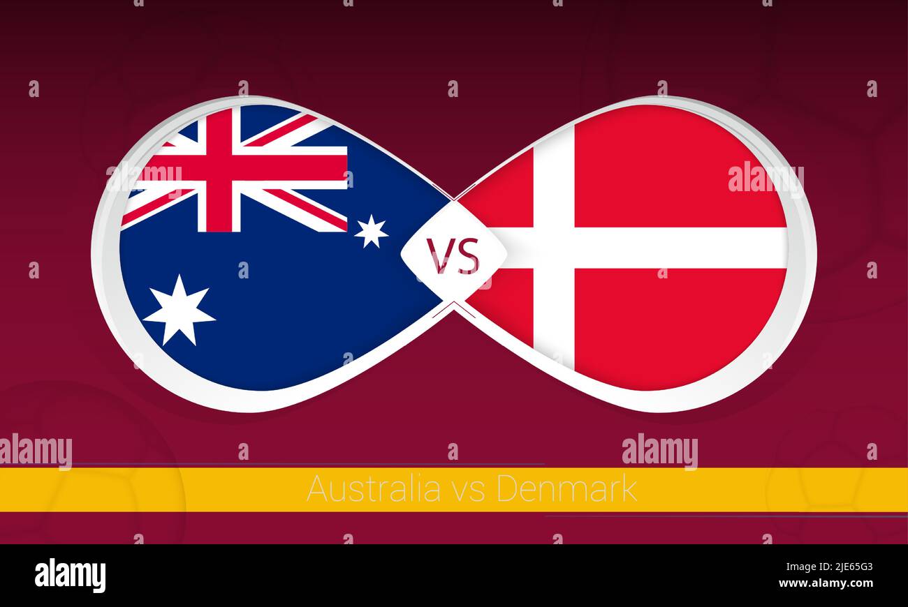 Australia vs Danimarca in Football Competition, Gruppo A. Versus icona sullo sfondo del calcio. Illustrazione vettoriale. Illustrazione Vettoriale