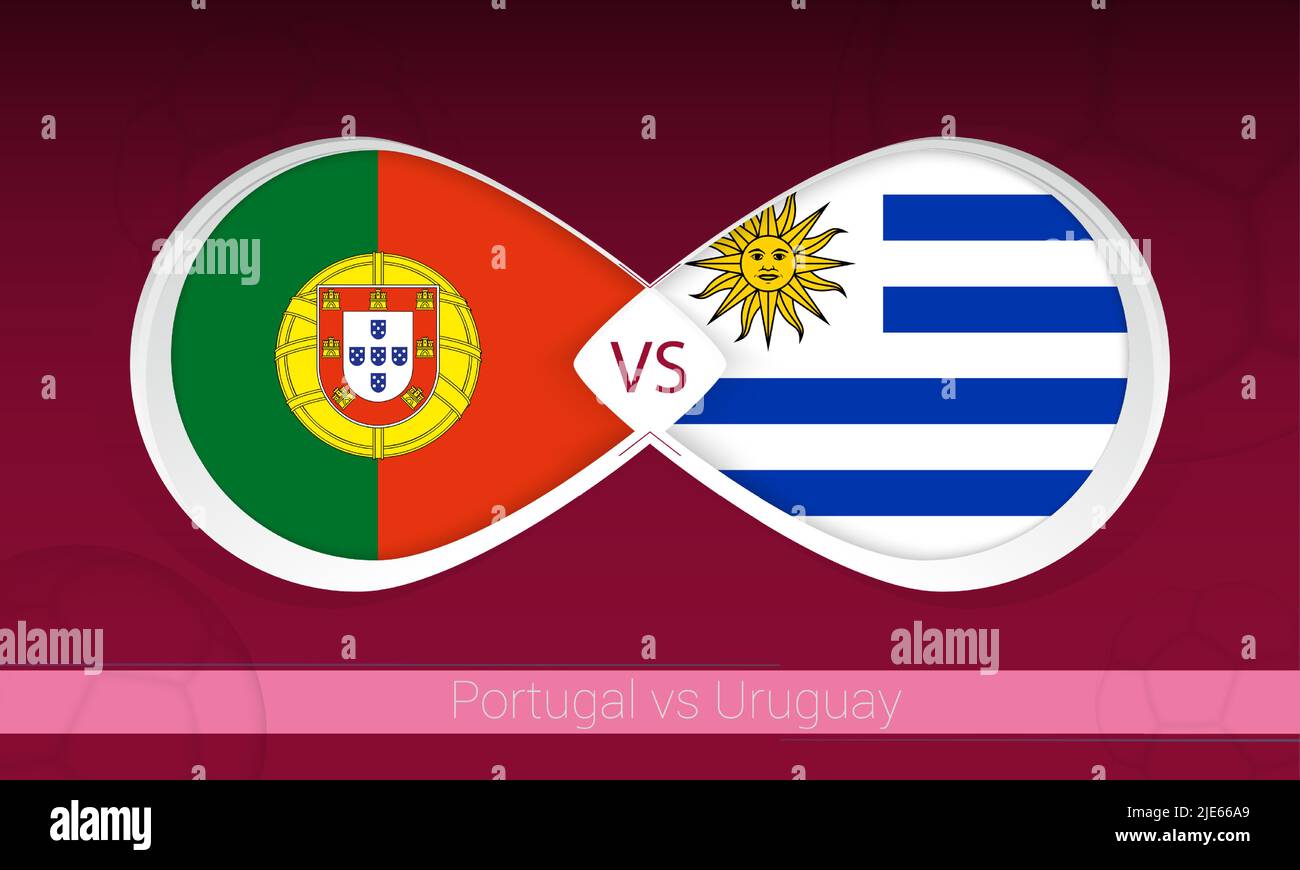 Portogallo vs Uruguay in Football Competition, Gruppo A. contro icona su sfondo calcistico. Illustrazione vettoriale. Illustrazione Vettoriale