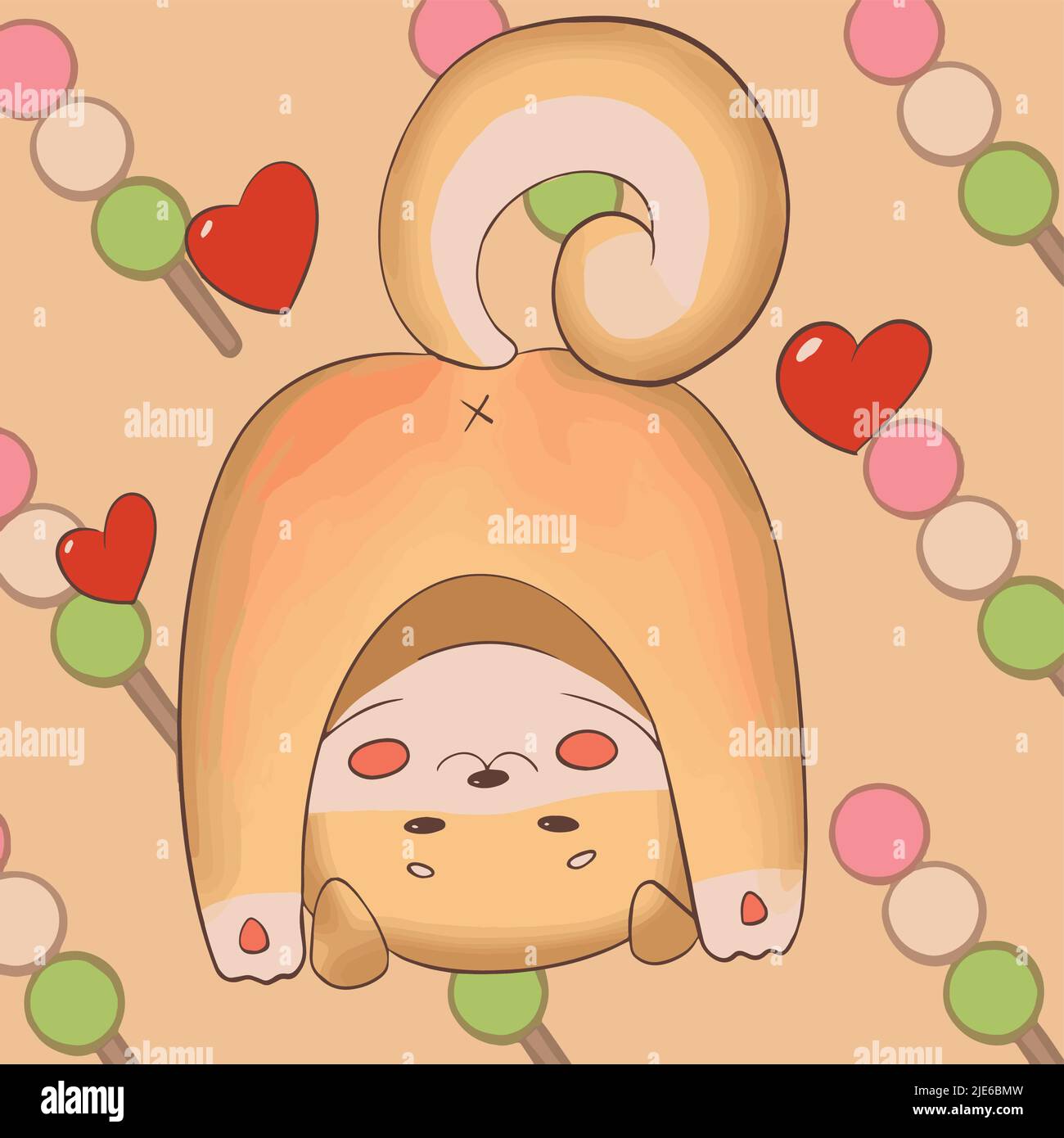 Un dolce e soddisfatto shiba vi guarda. Paterna mostra amore Illustrazione Vettoriale
