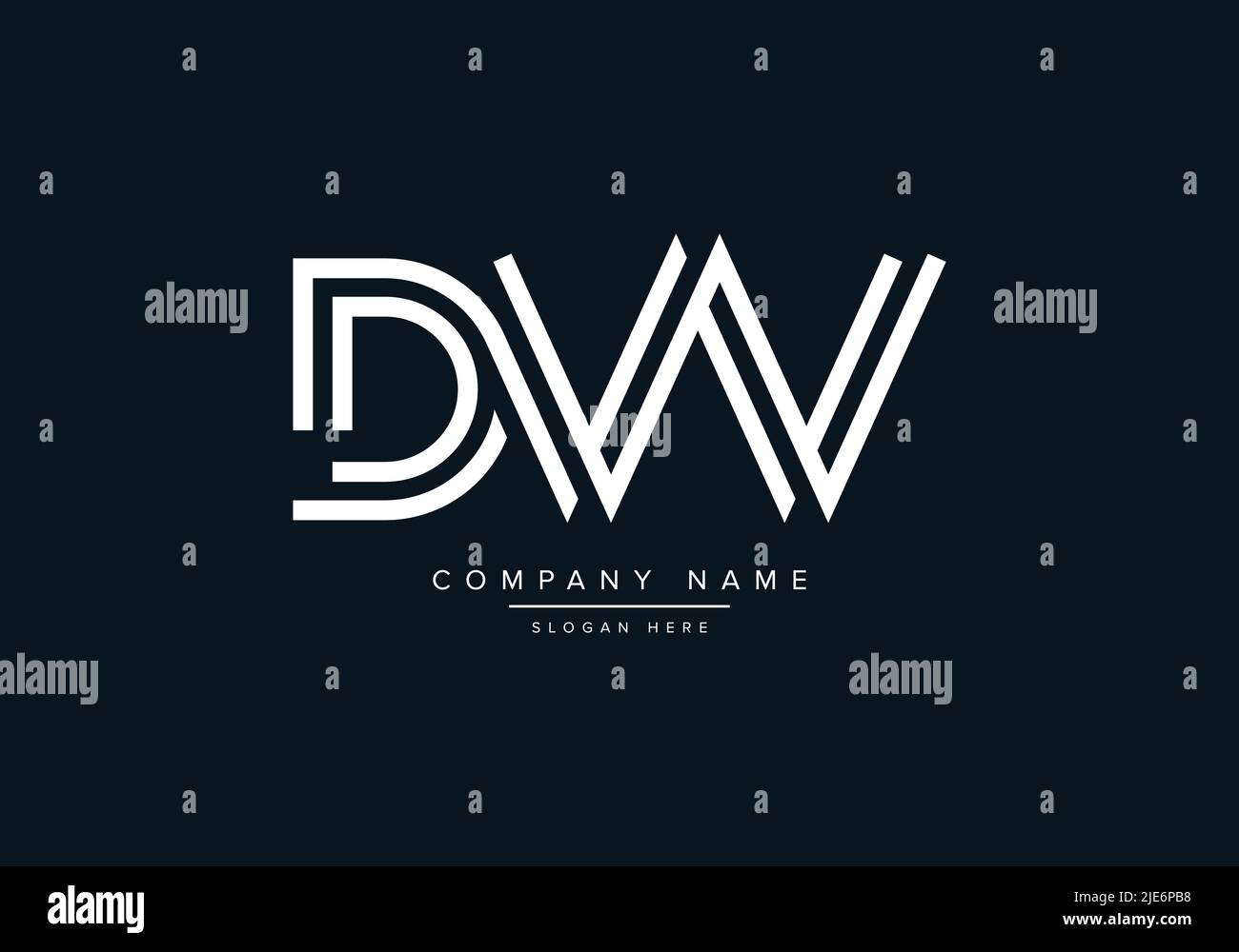 Alfabeto astratto lettera icona Logo DW Illustrazione Vettoriale