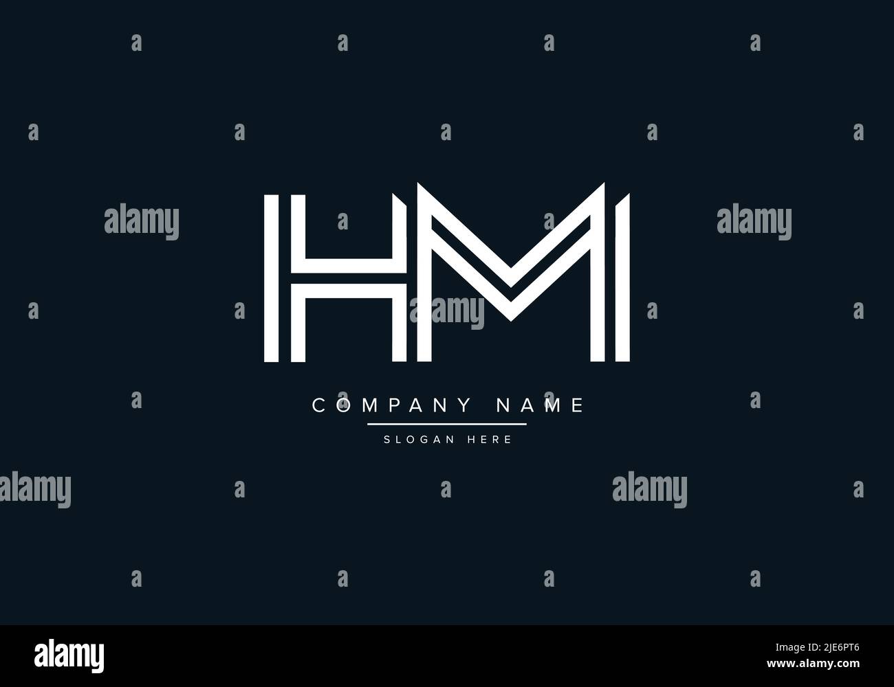 Alfabeto astratto lettera icona logo HM Illustrazione Vettoriale