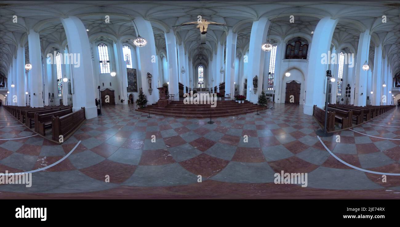 L'interno della chiesa femminile a Monaco, in Germania, a 360 gradi Foto Stock