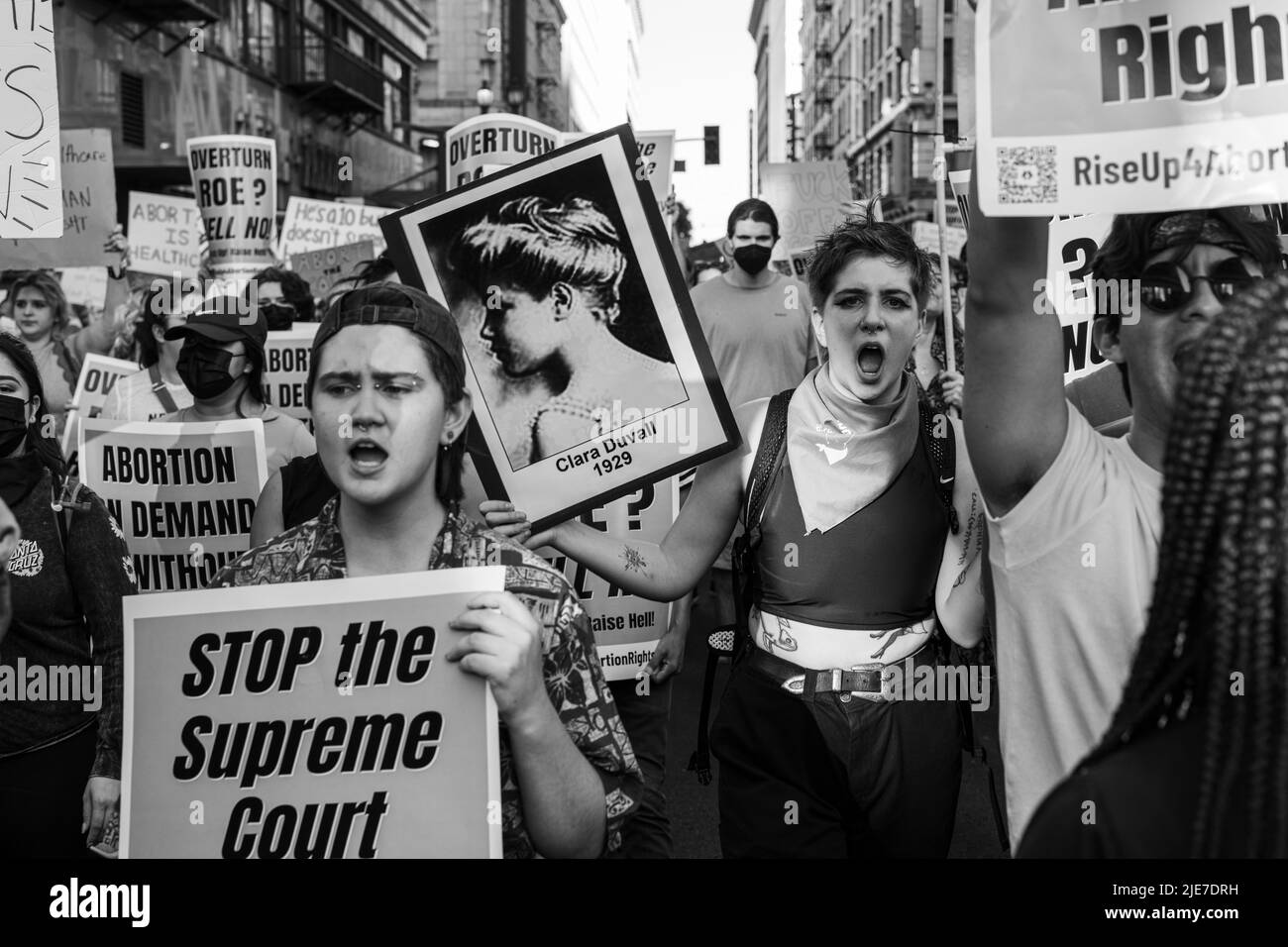 Roe Vs Wade protesta Downtown Los Angeles Foto Stock