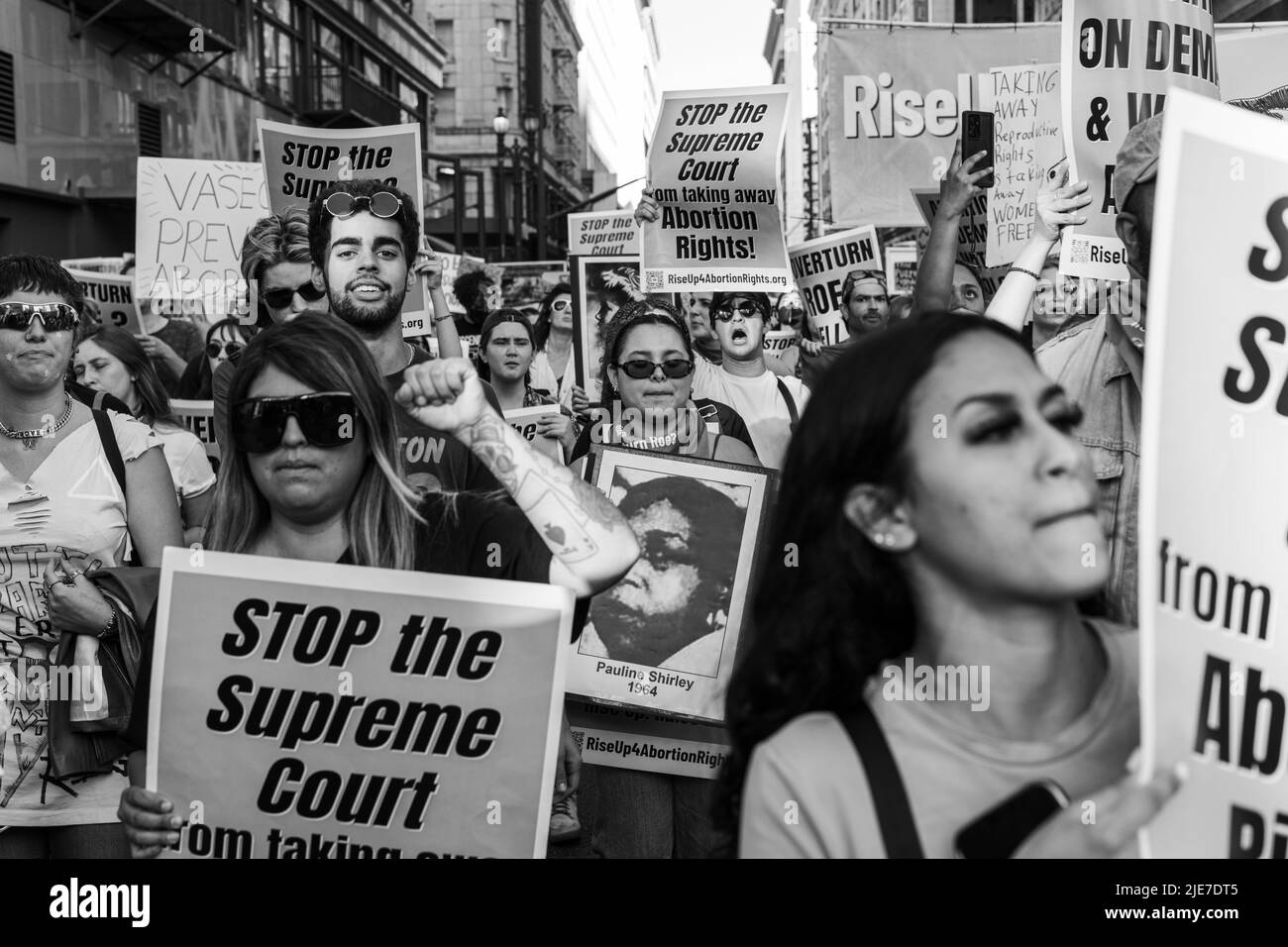 Roe Vs Wade protesta Downtown Los Angeles Foto Stock