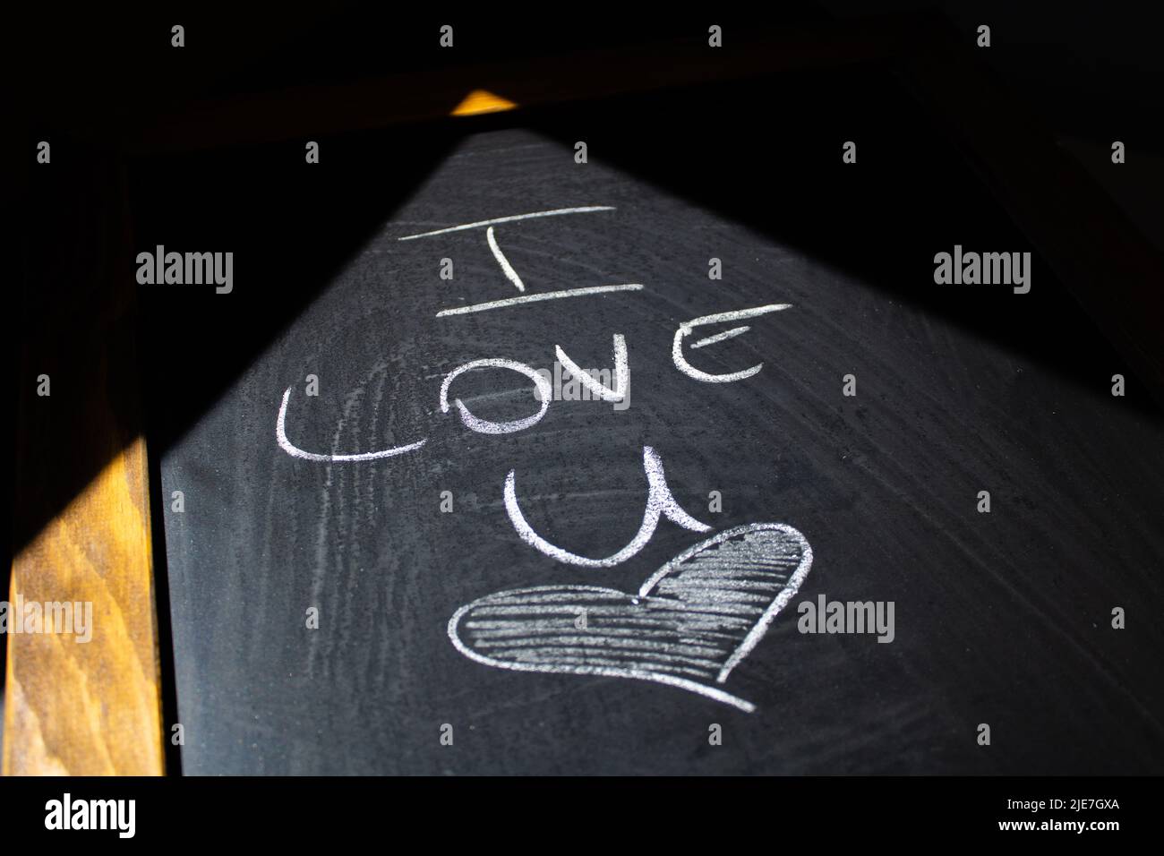 Ti amo, è sulla lavagna Foto Stock