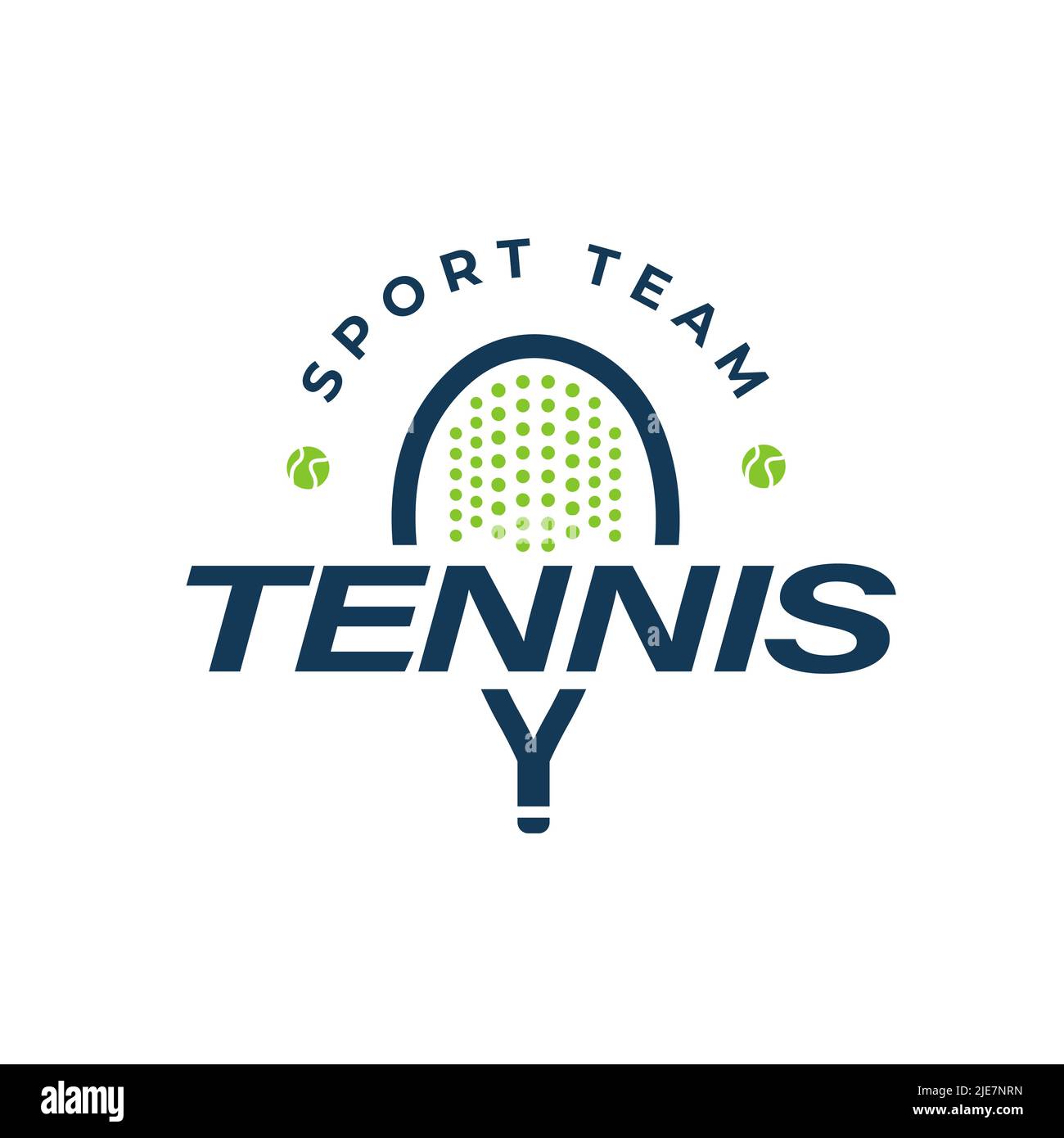 Logo di design racket tennis, palla, icona isolata. Design semplice. Illustrazione vettoriale Illustrazione Vettoriale