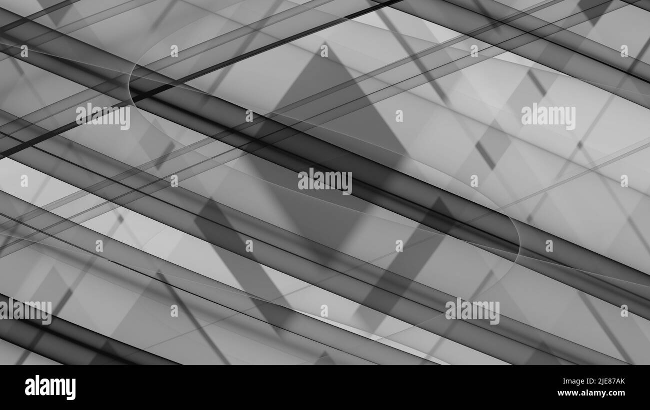 Sfondo astratto Monocromo 8K chiaro, scuro, nero, bianco, grigio, raggio, laser, nebbia, strisce, griglia, quadrato, gradiente Foto Stock