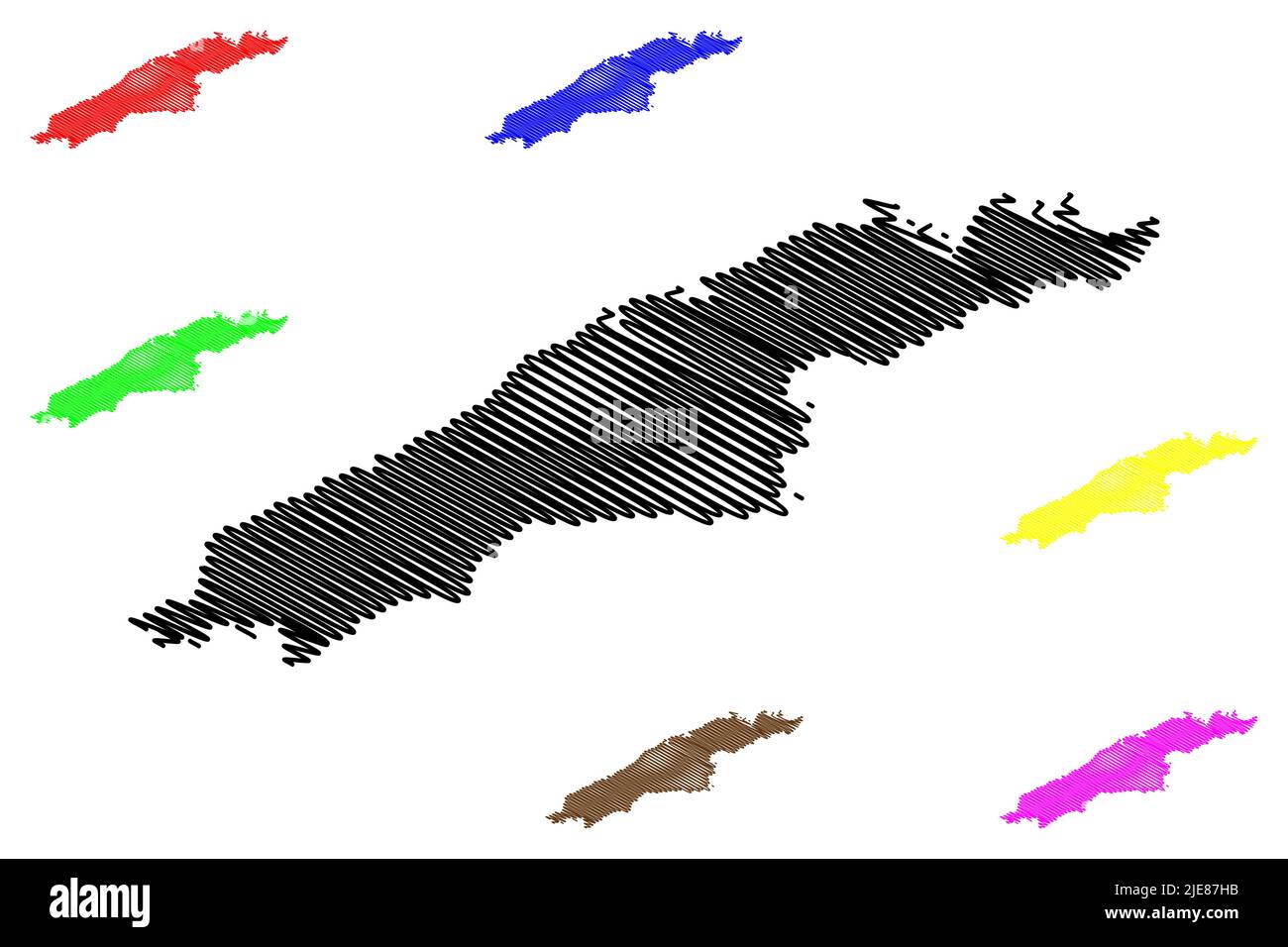 Isola di Hydra (Repubblica ellenica, Grecia, isola greca, Isole Saroniche) illustrazione vettoriale mappa, schizza Ydra o mappa Idra Illustrazione Vettoriale