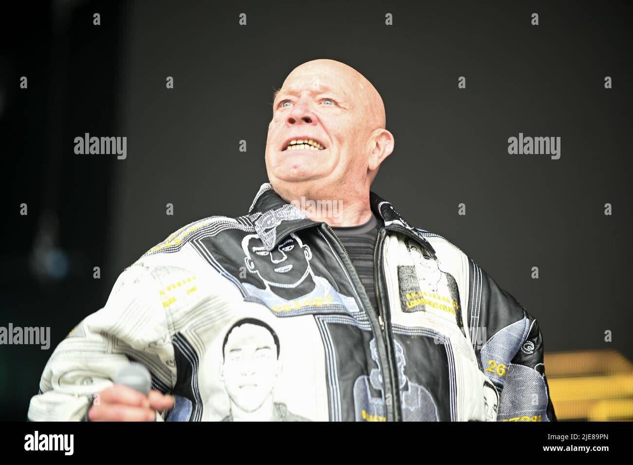 Bad Manners , Buster Bloodvessel che si esibisce al Lets Rock Leeds 80s Festival , UK , 25.06.2022 Foto Stock
