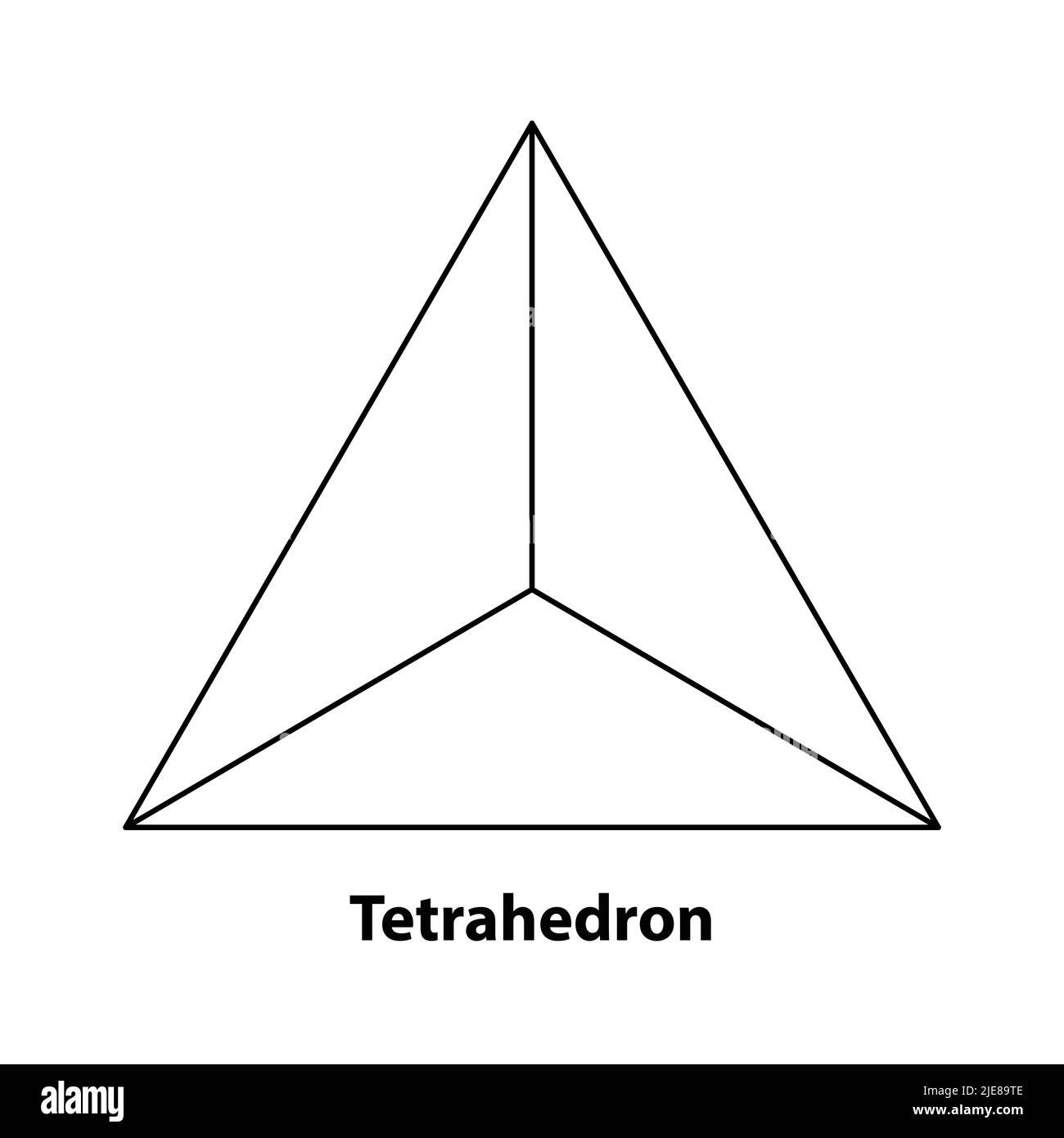 Geometria netta di tetraedro. 3d forma solida in matematica Illustrazione Vettoriale