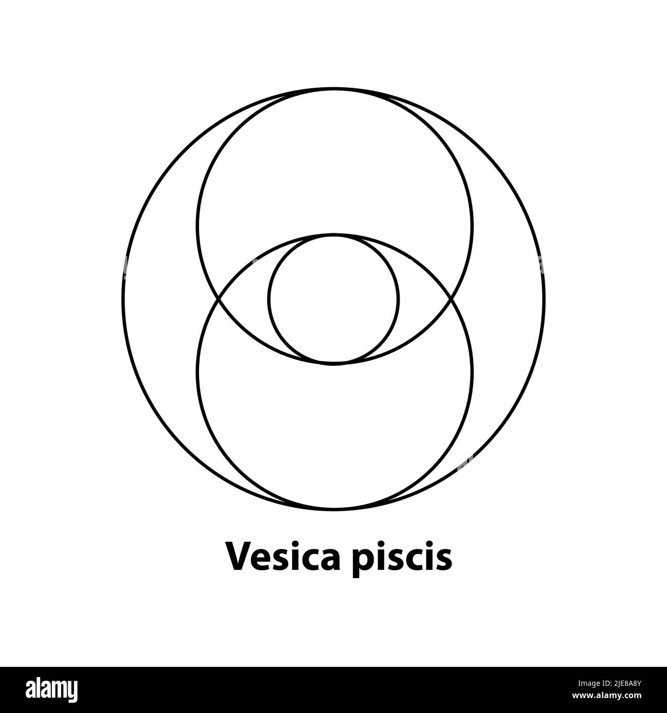 Vesica piscine geometria sacra. Tutti gli occhi, il terzo occhio o l'occhio della Provvidenza all'interno delle linee circoli. L'occhio del cielo mistico di Phi e della terra vec Illustrazione Vettoriale