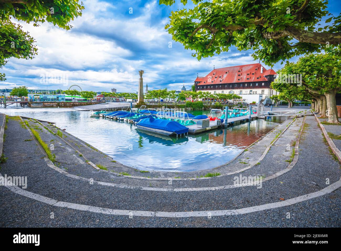 Città di Costanza sul lago Bodensee vista panoramica sul lungomare, Baviera regione della Germania Foto Stock