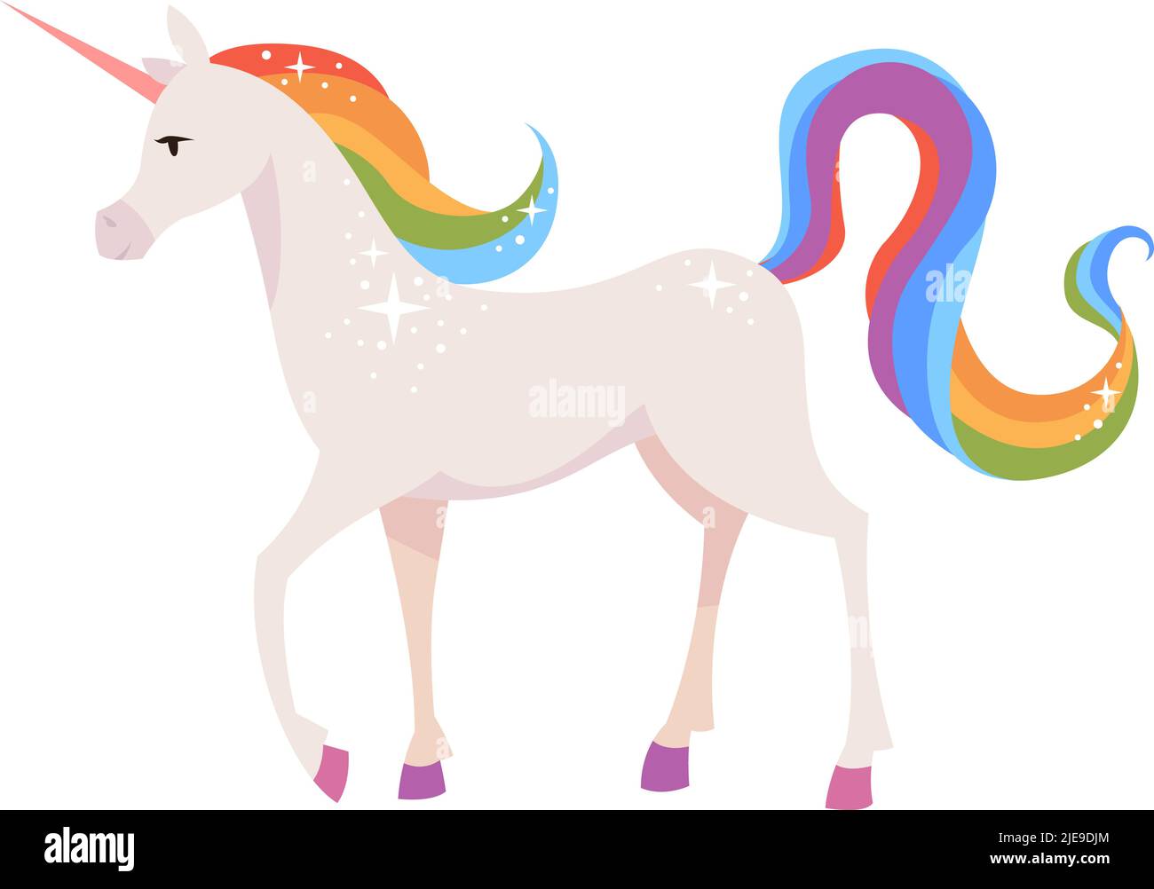 Icona Unicorn. Creatura magica da favola con coda arcobaleno Illustrazione Vettoriale