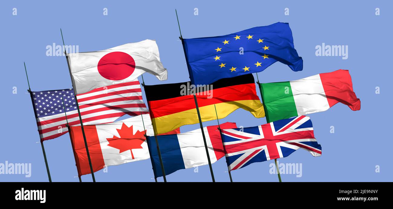 Bandiere il gruppo dei sette (G7) Foto Stock