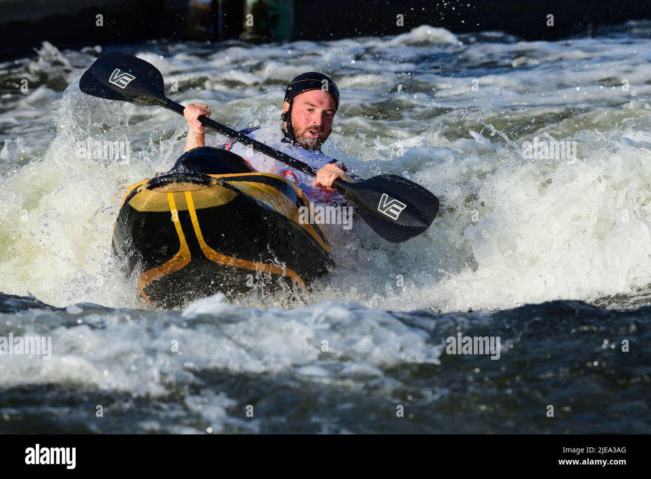 European Open Freestyle 2018 Super Settembre Day 1 GAV Barker British Canoismo National Watersports Centre Nottingham UK Foto Stock