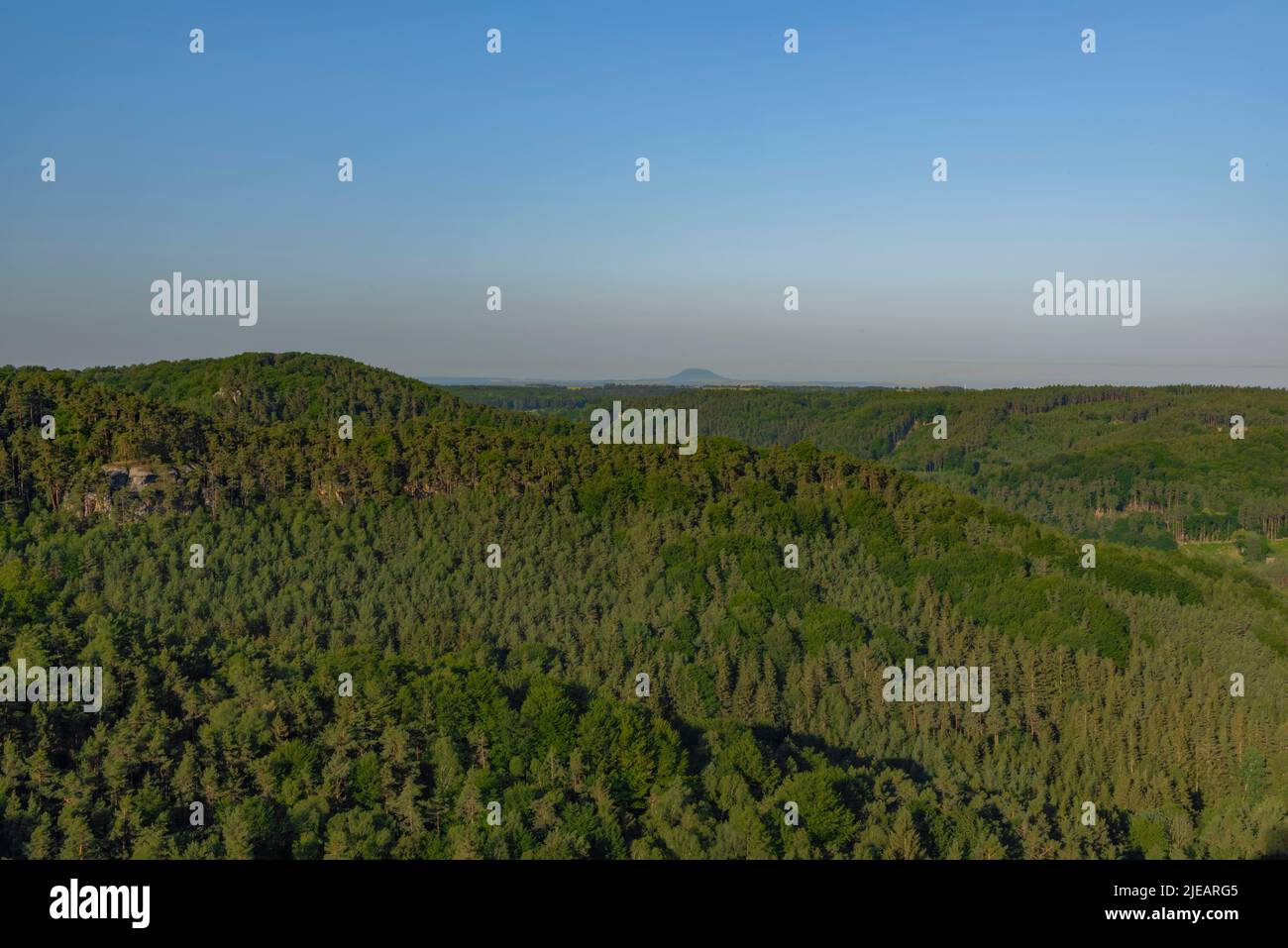Kokorinsko zona con foreste profonde e rocce in estate caldo giorno di colore Foto Stock