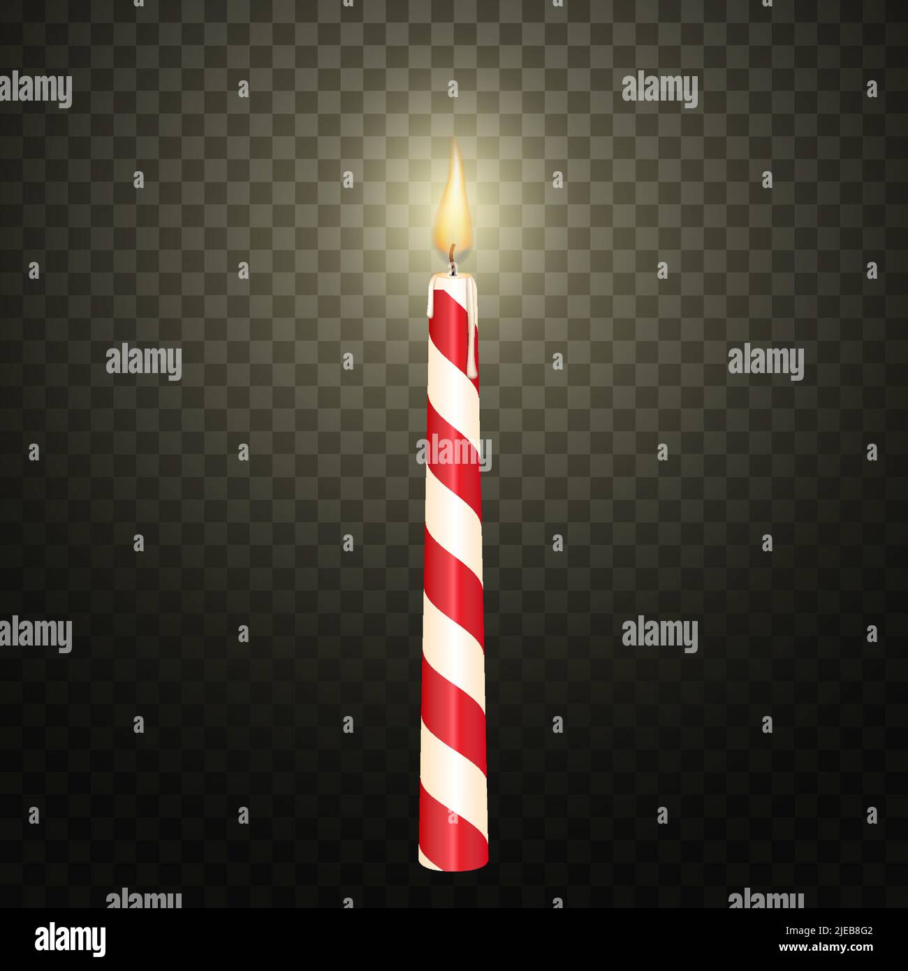 Candela di cera di paraffina che brucia con illustrazione del vettore di fiamma. Vettore realistico 3D isolato su sfondo trasparente Illustrazione Vettoriale