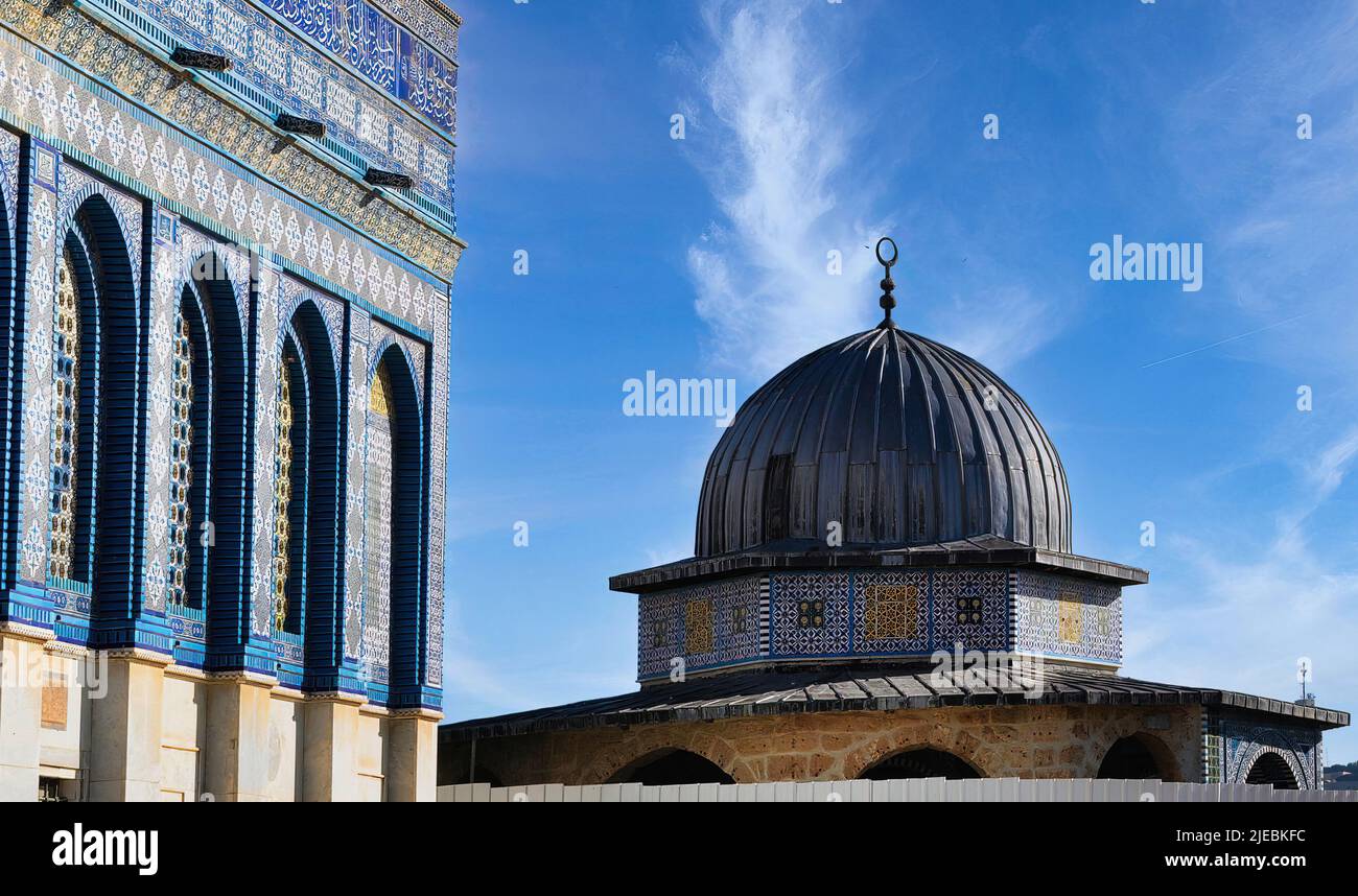 Il Monte del Tempio di Gerusalemme è il terzo luogo più sacro per i musulmani, dopo la Mecca e Medina. Foto Stock
