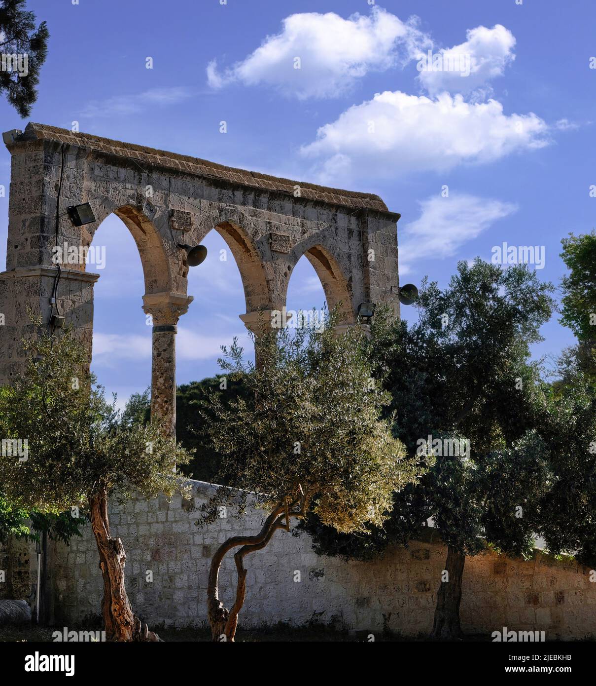 Il Monte del Tempio di Gerusalemme è il terzo luogo più sacro per i musulmani, dopo la Mecca e Medina. Foto Stock