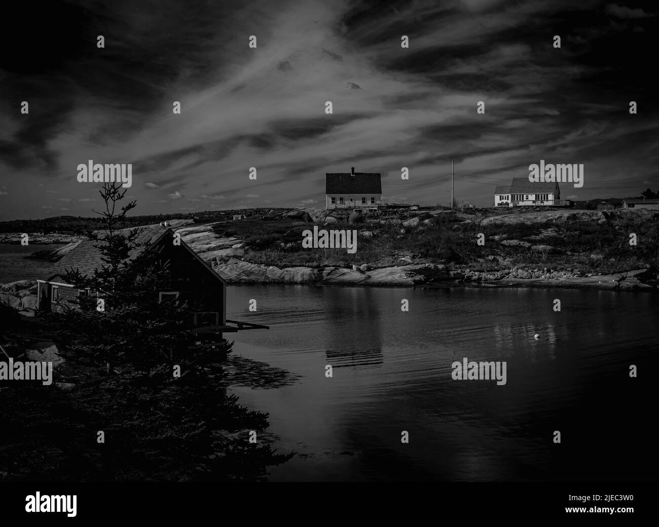 Il piccolo villaggio di pescatori di Peggy's Cove, Nova Scotia, Canada, si stabilì all'inizio del 1800s Foto Stock