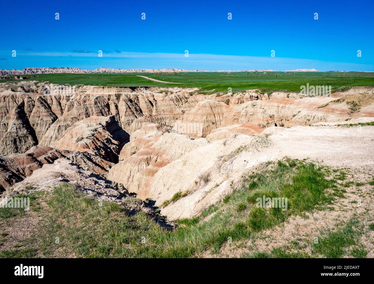 Il Badlands Wall al Big Badlands si affaccia nel Badlands National Park nel South Dakoya USA Foto Stock