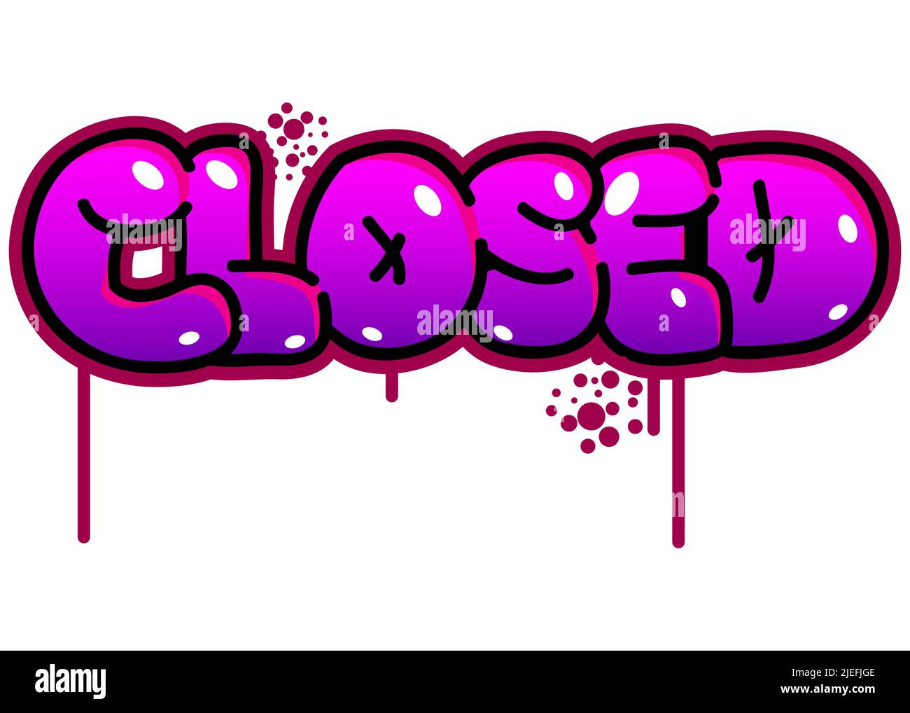 Tag Graffiti chiuso. Decorazione astratta di arte di strada moderna eseguita in stile di pittura urbana. Illustrazione Vettoriale