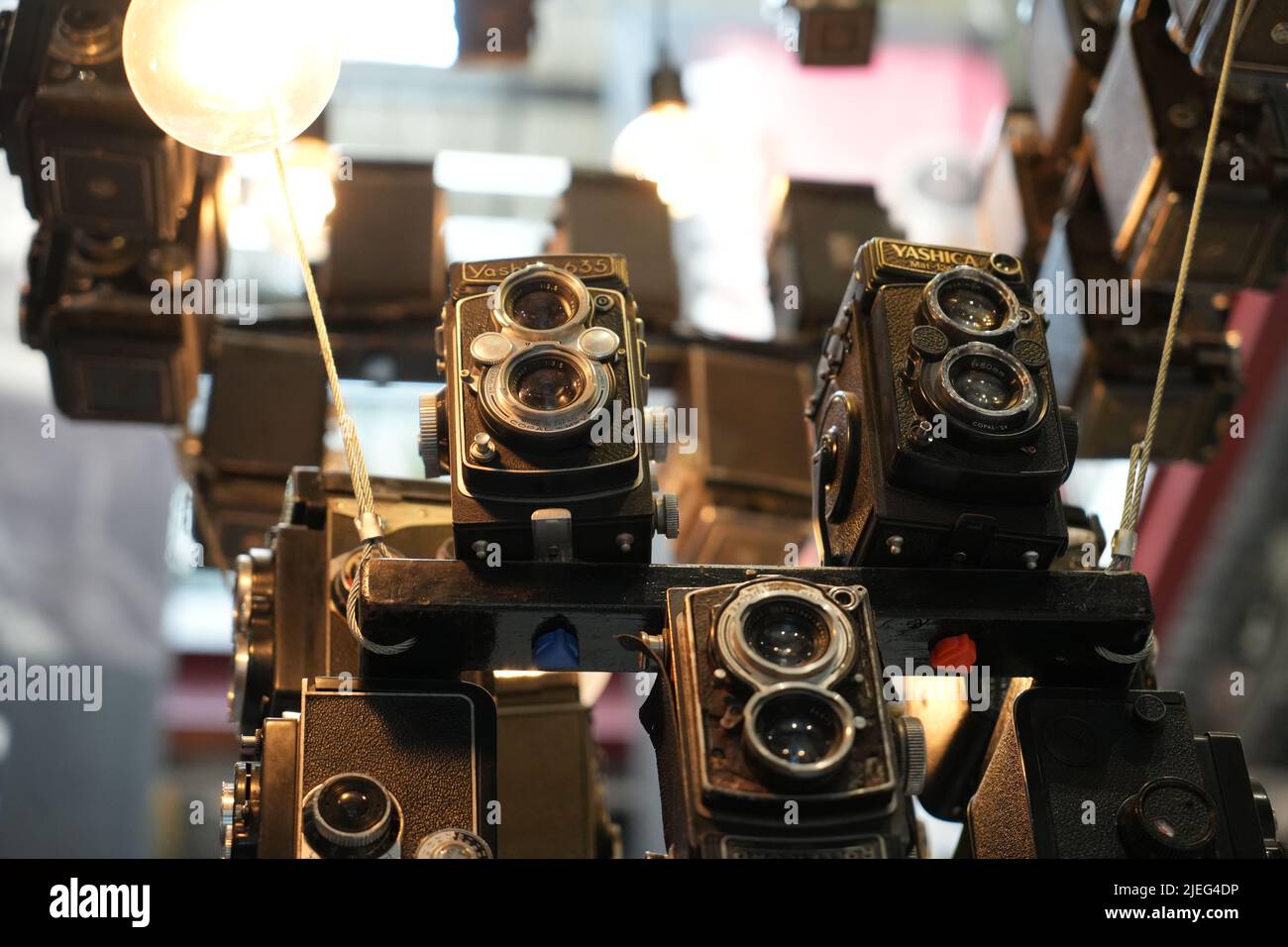 Queste immagini sono state scattate in un museo di macchine fotografiche d'epoca, girato da Sony a7iv Foto Stock