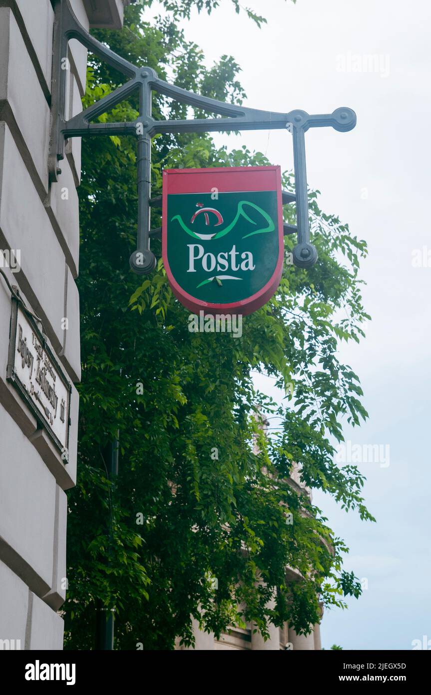 Budapest, Ungheria, cartello postale Foto Stock