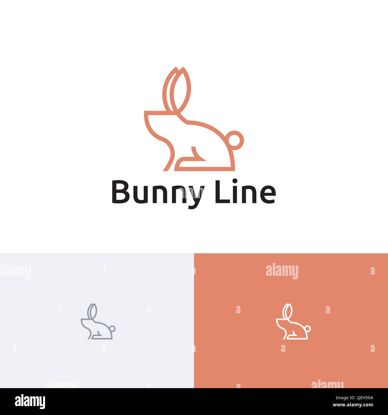 Logo Little Bunny Rabbit Lepre Simple Line Style Illustrazione Vettoriale