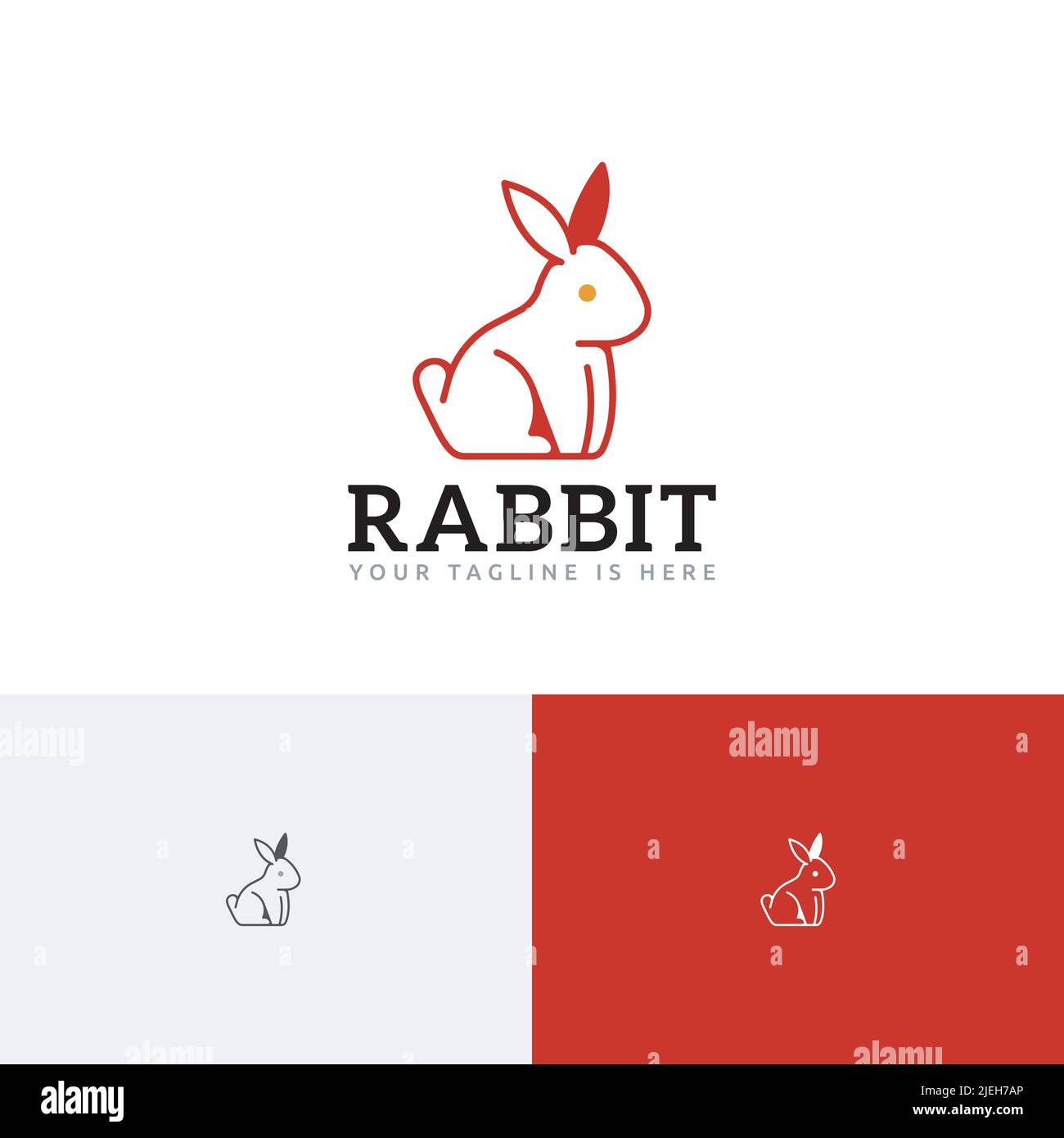 Logo Bunny Rabbit Sit Simple Animal Line Illustrazione Vettoriale