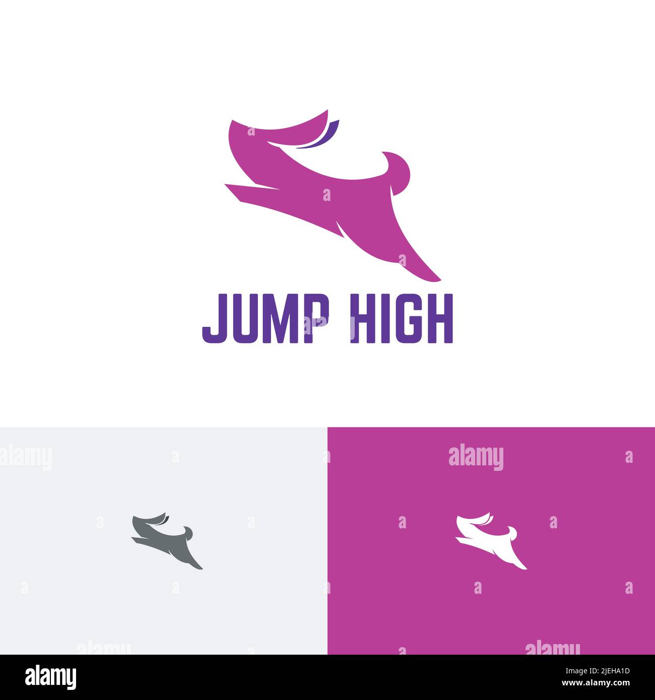 Bunny Rabbit Hare Run Jump High Silhouette Logo Illustrazione Vettoriale