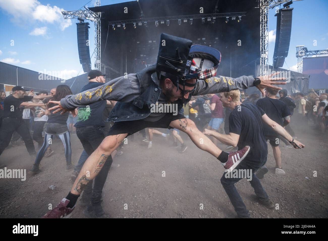 Copenaghen, Danimarca. 16th, giugno 2022. L'atmosfera è fantastica tra i numerosi appassionati di heavy metal e i festeggiatori del popolare festival danese di heavy metal, il Copenhell 2022 a Copenaghen. (Photo credit: Gonzales Photo - Peter Troest). Foto Stock