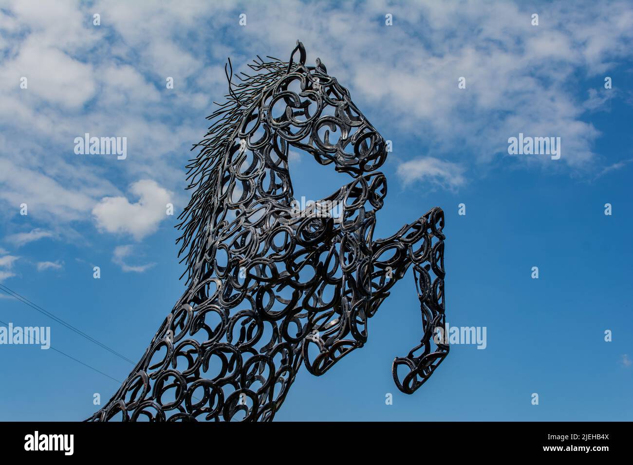 Sculture in metallo che si basano presso la British Iron Works di Oswestry Shropshire. Ci sono leoni, tigri, elefanti, pavoni, zebre ecc ecc Foto Stock