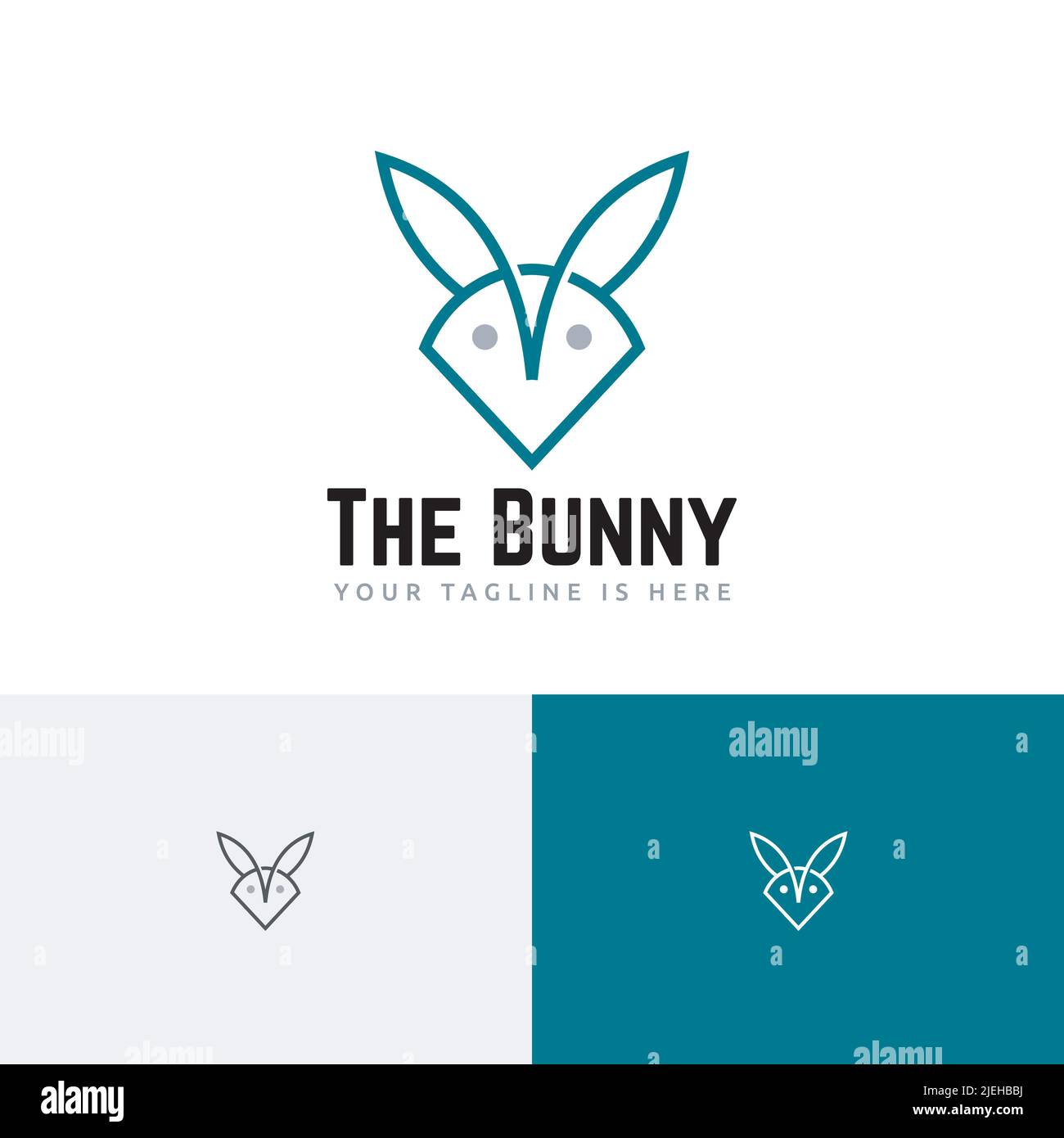 Logo Bunny Rabbit Lepre Head Simple Modern Line Illustrazione Vettoriale