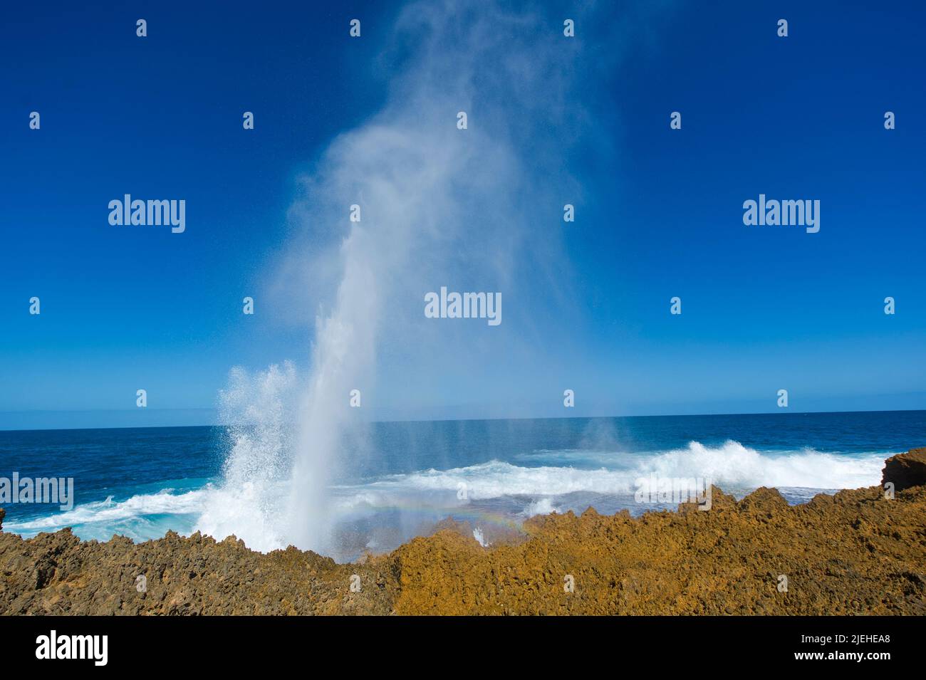 Buchi di soffiaggio bei Carnarvon, Australien, Wasserfontäne, Schlaglöcher, Foto Stock