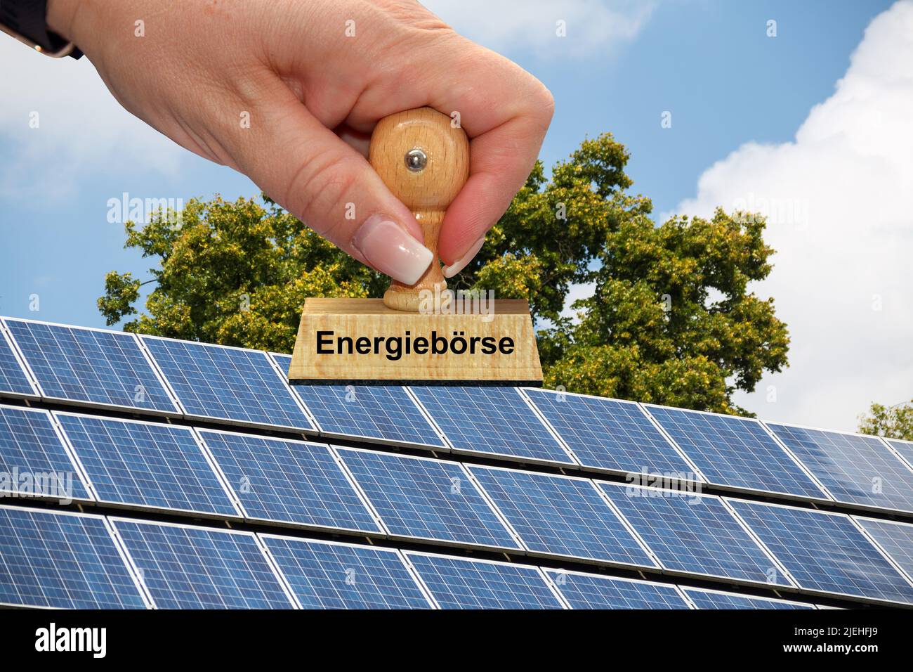 Solardach, Sonnenenergie, Kraftwerk, Solarstrom, alternative Energie, Umweltfreundlich, Sonnenenergie, Ökostrom, Strompreis, Stromvergütung, Klimaschu Foto Stock