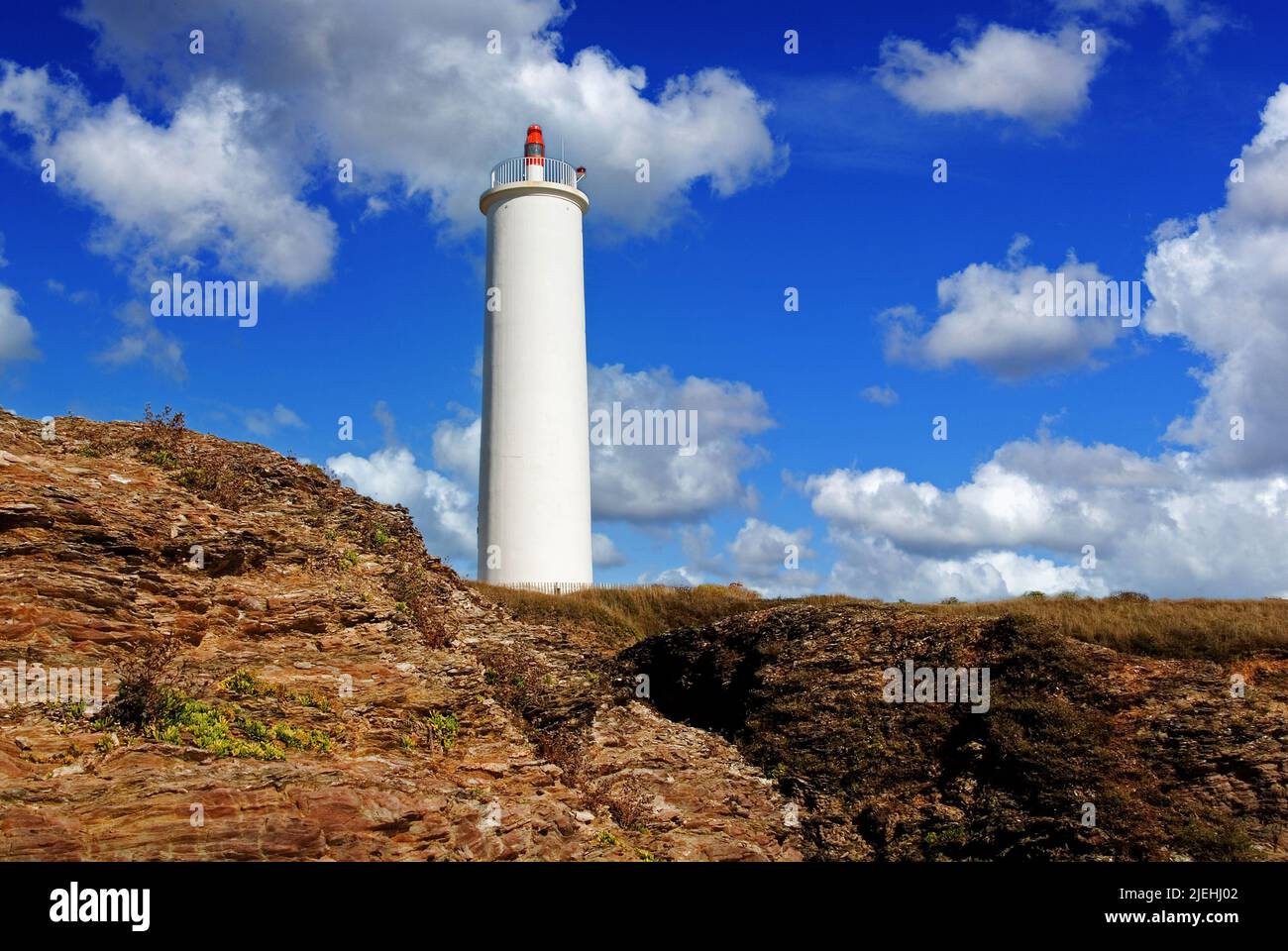 Europa, Frankreich, Poitou-VendÈe, Poitou-Vendee, Charente-Maritime, Saint Hilaire de Riez, Saint-Gilles-Croix-de-vie, Leuchtturm, Feu de Grosse Terre Foto Stock